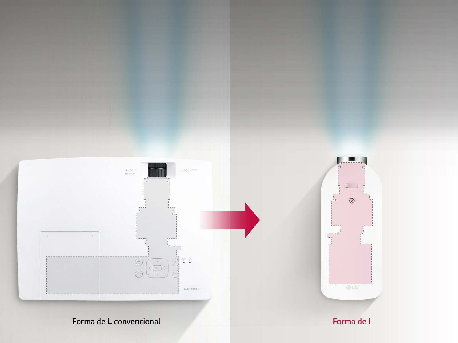 Motor con forma de I más compacto<br>1