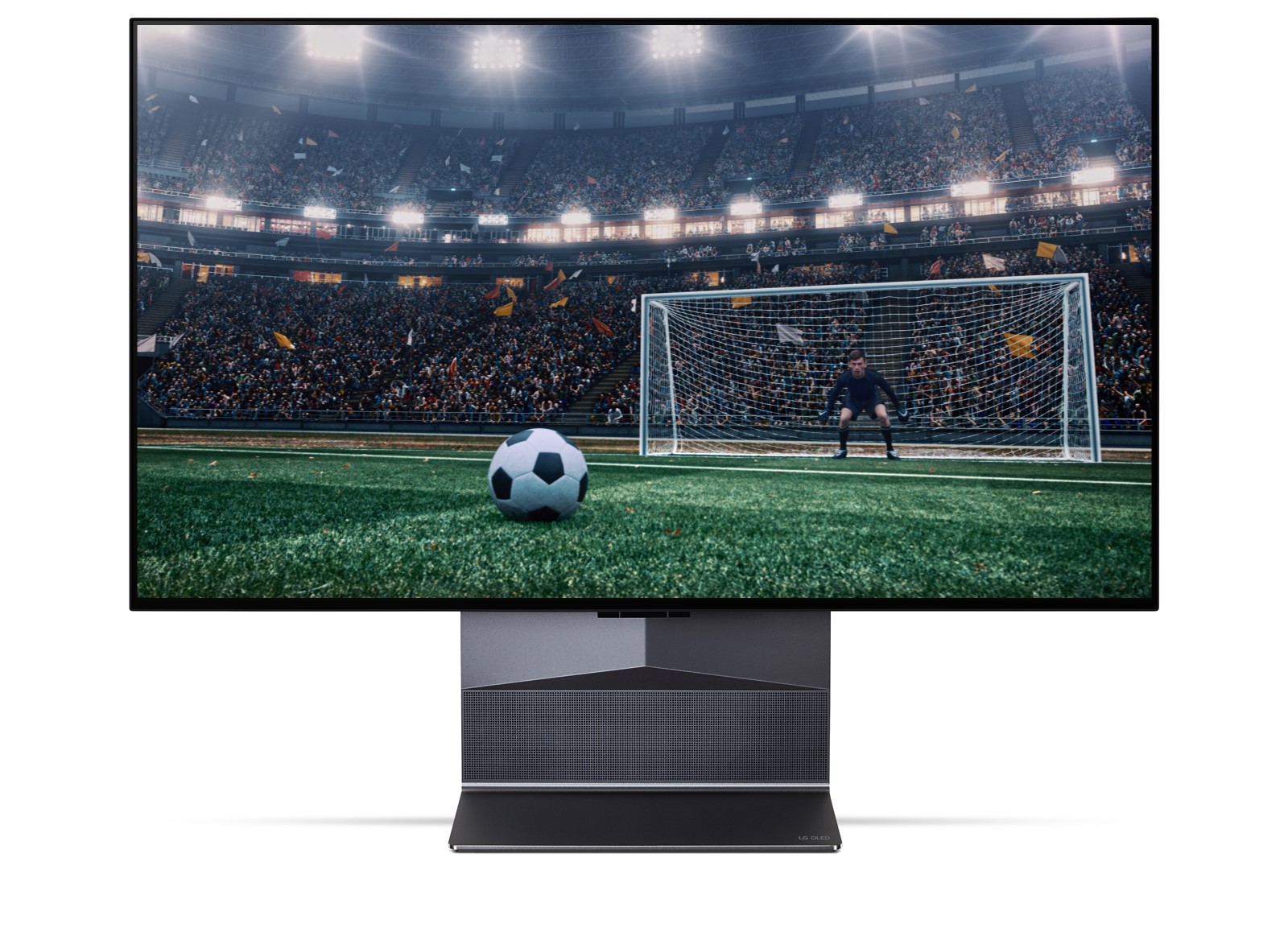 El panel de control para juegos se muestra sobre la pantalla. El tamaño de la pantalla cambia siguiendo los comandos del usuario.