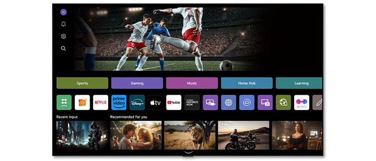 Pantalla principal de LG Channels en la que se muestra la variedad de contenido disponible en una LG TV. 