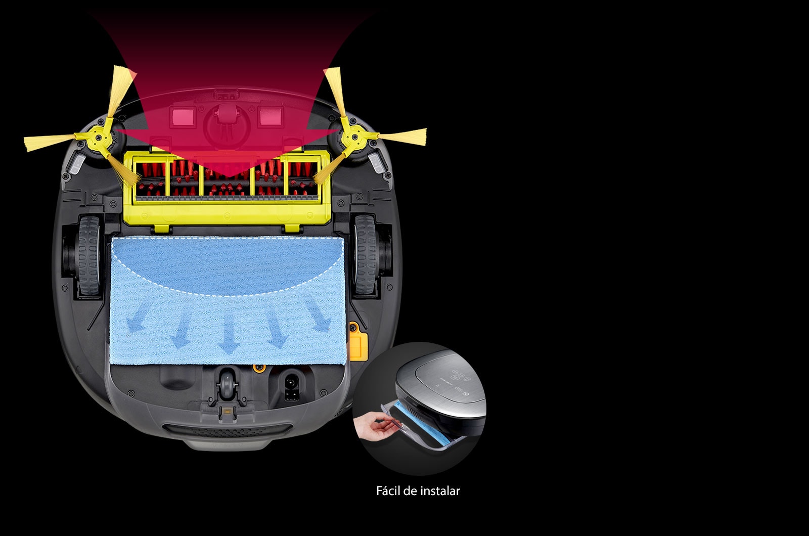 Boquilla frontal y mopa deslizable más grande<br>1