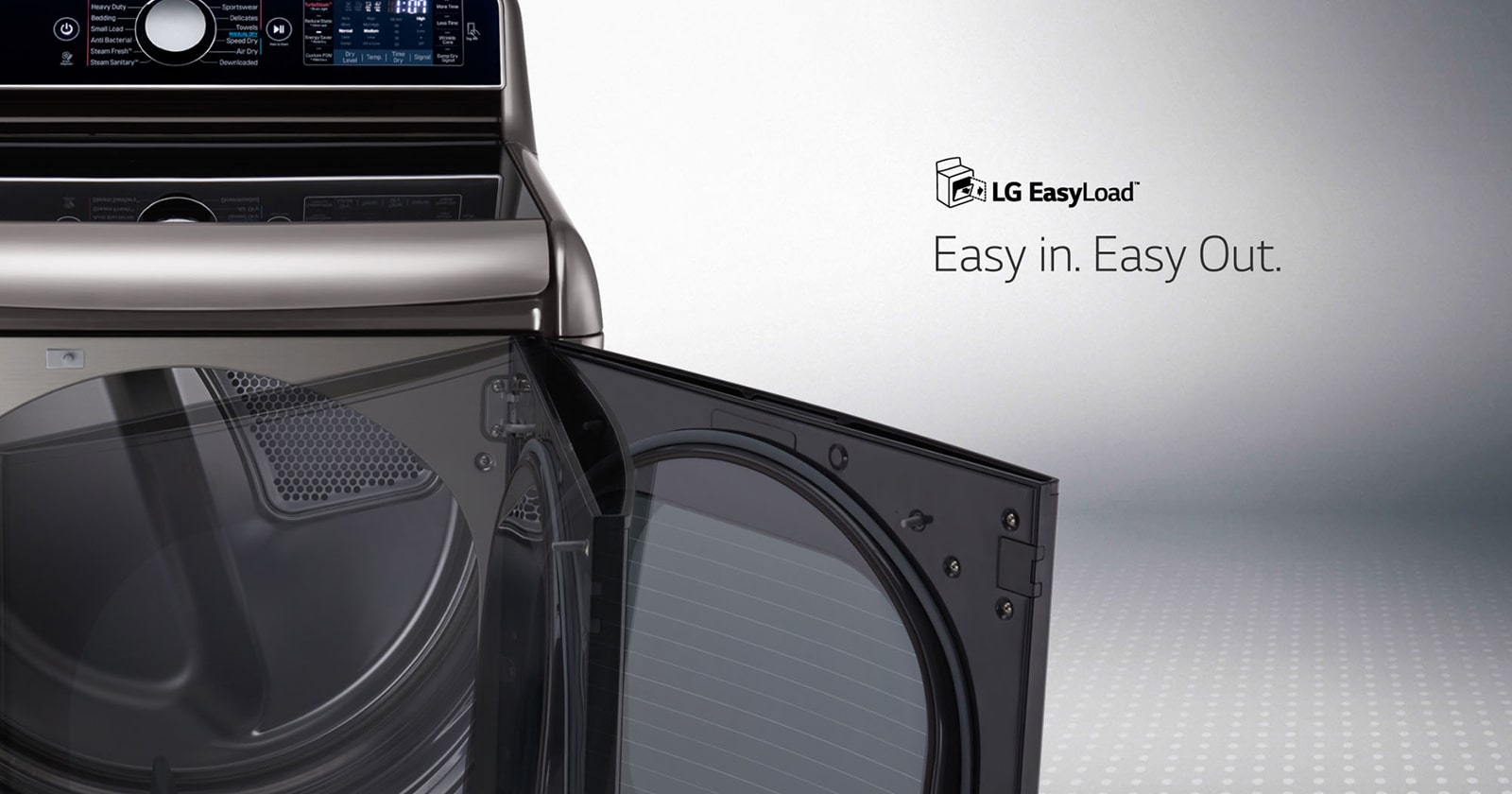 The LG DLEX7700VE electric dryer does laundry at the speed of life, thanks to the EasyLoad™ Door and other helpful technologies.