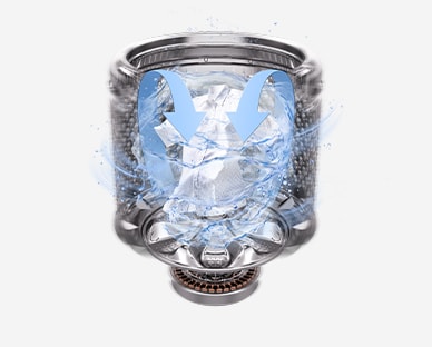 Imagen del poderoso flujo de agua de PowerMotion de arriba a abajo	