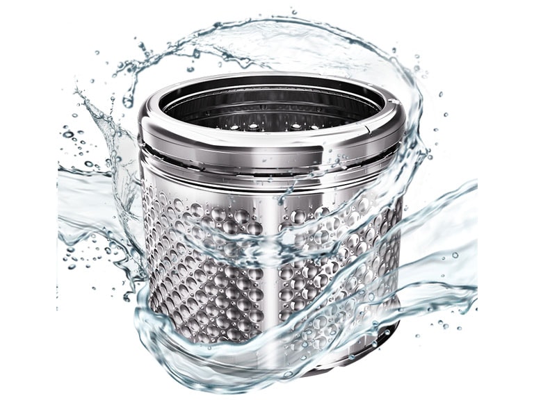 Imagen del agua que rodea el tambor  limpia