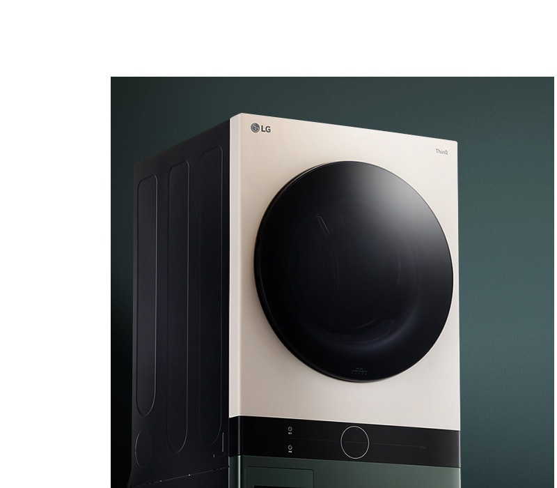 Se muestra el color beige natural en la parte superior de la LG WashTower