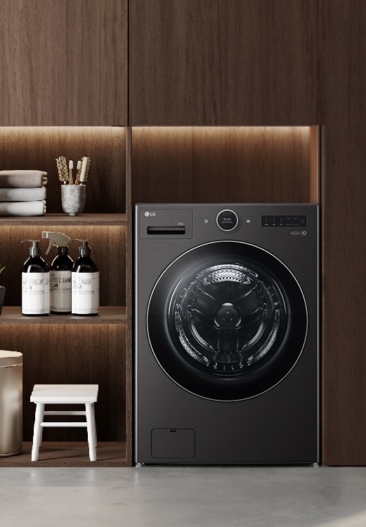 Lavadora LG en la sala de estar