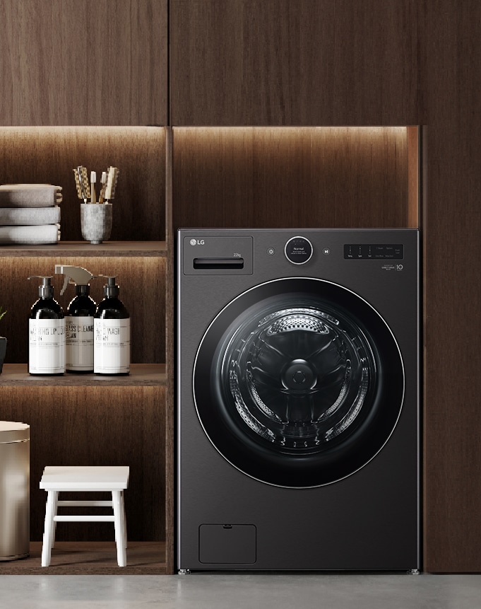 Lavadora LG en la sala de estar