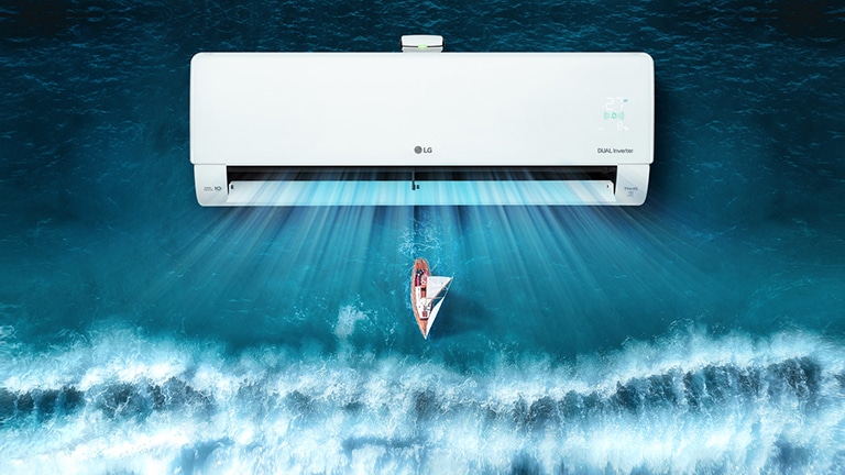 A yacht cruises in the middle of a sea of waves in the air-conditioned wind.