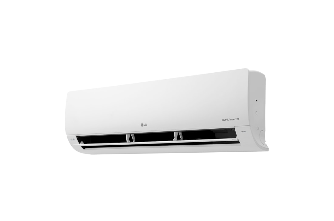LG Aire acondicionado DUAL  Inverter  de 18,000 BTU - VM182C31, Right perspcactive view of LG DUAL Inverter air conditioner with lower vane fully open., VM182C31, thumbnail 5