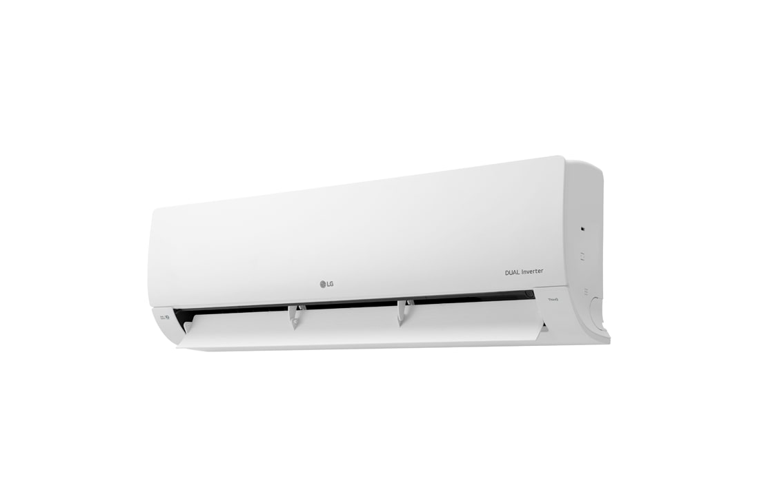 LG Aire acondicionado DUAL  Inverter  de 18,000 BTU - VM182C31, Right perspcactive view of LG DUAL Inverter air conditioner with lower vane partially open, VM182C31, thumbnail 7