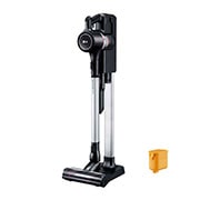 LG Aspiradora sin cables LG CordZero™ A9: negro, vista lateral de -45 grados en una estación de carga con 2 baterías recargables, A913BM, thumbnail 1