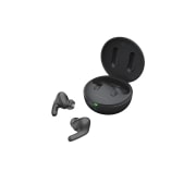 LG Auriculares True Wireless Bluetooth 5.2 con cancelación de ruido y autolimpieza, La base está abierta y la iluminación ambiental está encendida en una vista lateral inclinada de 15 grados., TONE-FP8, thumbnail 13