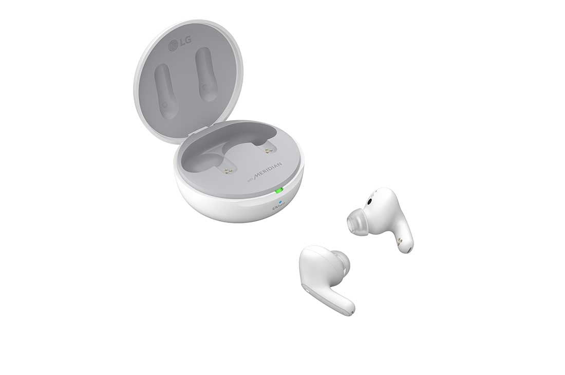 LG Auriculares True Wireless Bluetooth 5.2 con cancelación de ruido y autolimpieza, Vista cenital de la base de carga, TONE-FP8W, thumbnail 11