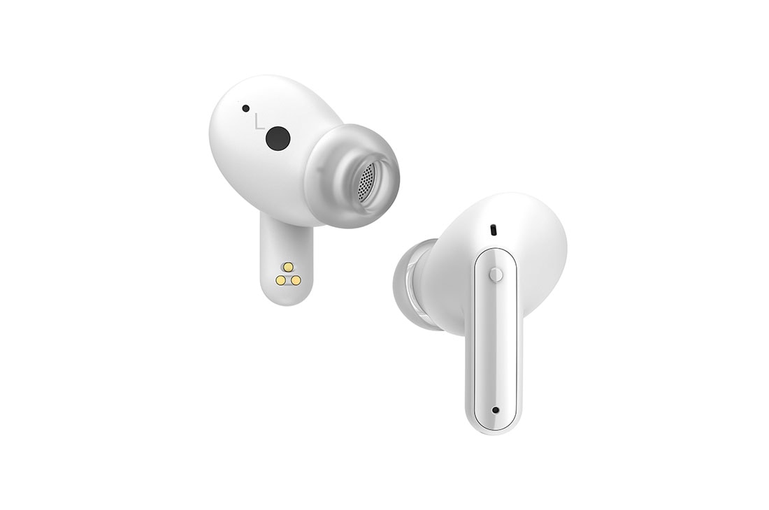 LG Auriculares True Wireless Bluetooth 5.2 con cancelación de ruido y conversor inalámbrico, Vista frontal de dos auriculares LG TONE Free, el uno junto al otro, TONE-FP9W, thumbnail 5
