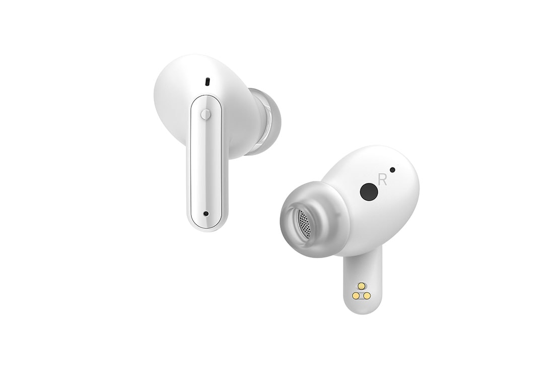 LG Auriculares True Wireless Bluetooth 5.2 con cancelación de ruido y conversor inalámbrico, Vista angulada de dos auriculares LG TONE Free, el uno junto al otro, TONE-FP9W, thumbnail 6