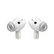 LG Auriculares True Wireless Bluetooth 5.2 con cancelación de ruido y conversor inalámbrico, Vista de los auriculares inalámbricos LG TONE Free abiertos con luz, TONE-FP9W, thumbnail 3