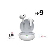 LG Auriculares True Wireless Bluetooth 5.2 con cancelación de ruido y conversor inalámbrico, Imagen con auriculares LG TONE Free flotando sobre una base de carga abierta., TONE-FP9W, thumbnail 1