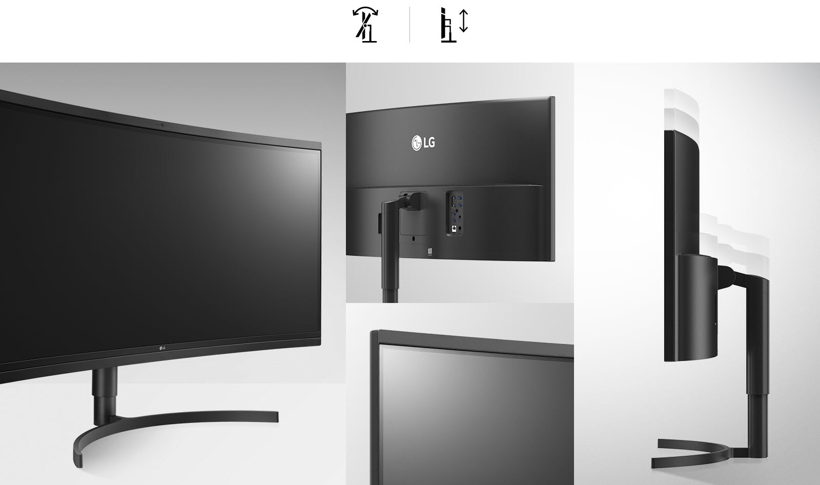 vista detallada del soporte de ajuste de altura e inclinación del producto.