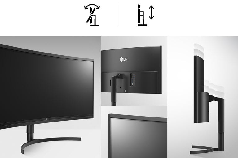 vista detallada del soporte de ajuste de altura e inclinación del producto.