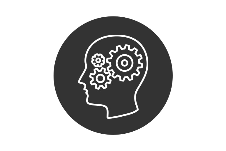 Un engranaje en el icono de la cabeza.