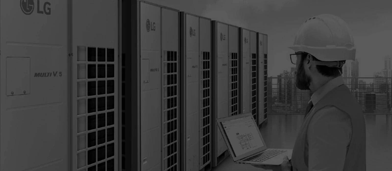 A technician taking care of Multi V products.