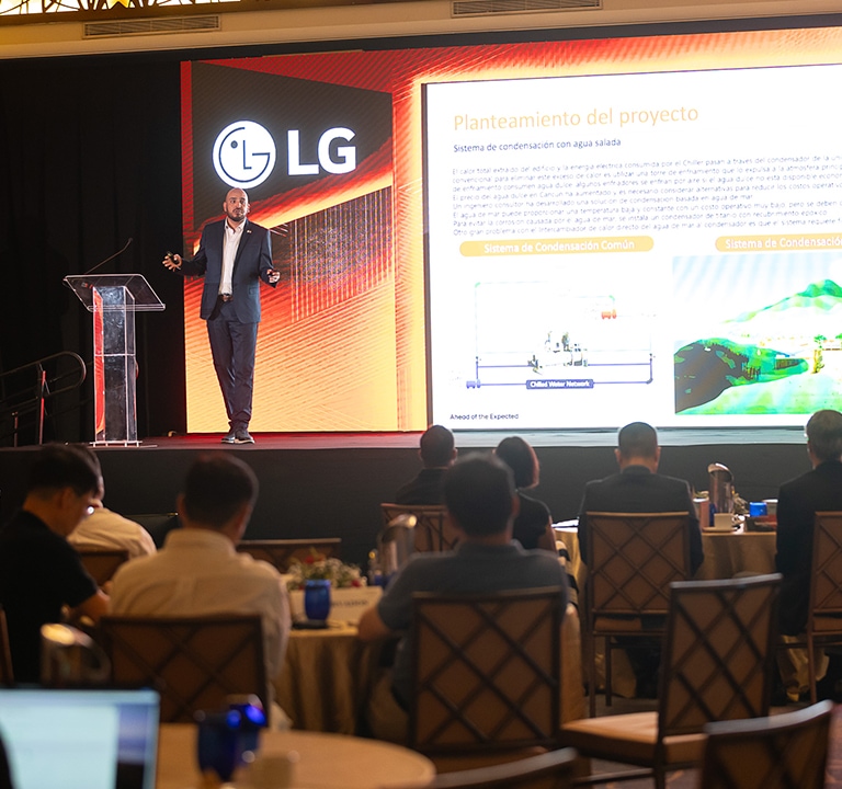 Ingeniero Marcos Ángeles LG México, soluciones climatización hoteleras.