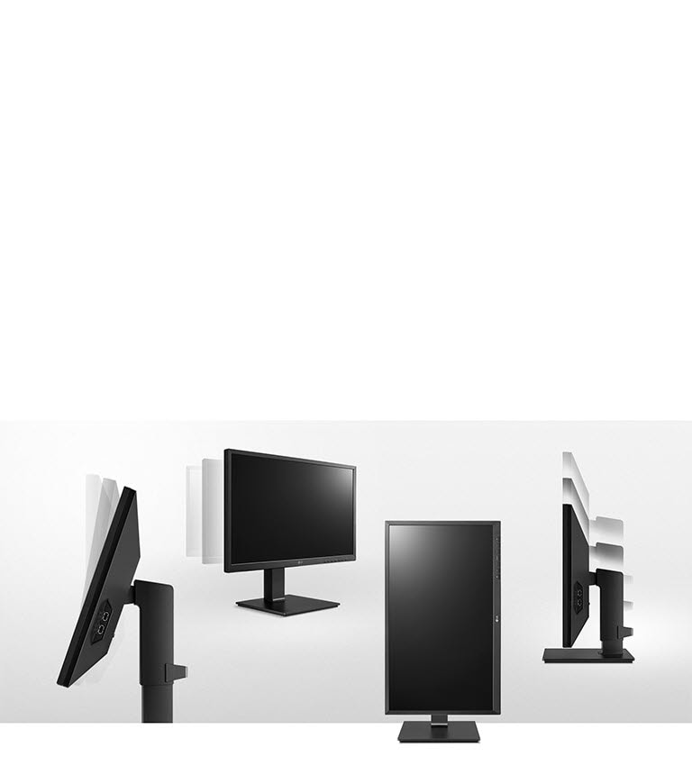 el monitor con diseño ergonómico que ofrece opciones de ajuste de la inclinación, el giro, el pivote y la altura, así como el soporte con un solo clic