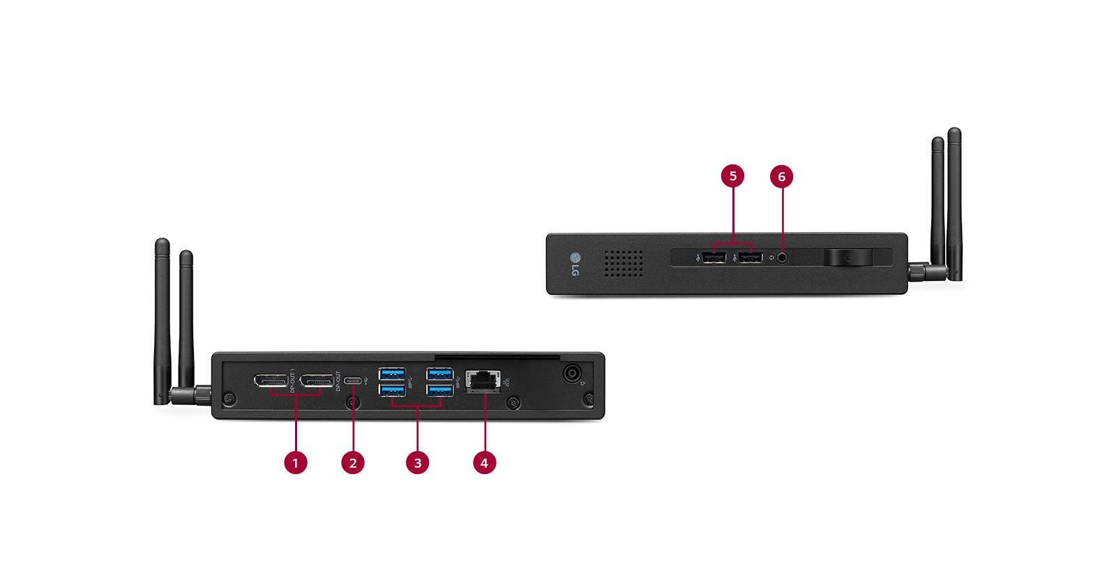 Varias interfaces: DisplayPort, USB Type-C ™, USB 3.0, Gigabit Ethernet, USB 2.0, combinación de auriculares y micrófono