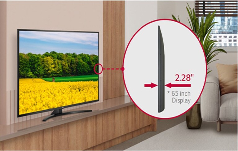 UM670H se instala armónicamente en la habitación del hotel, y la vista lateral se amplía para que se vea.