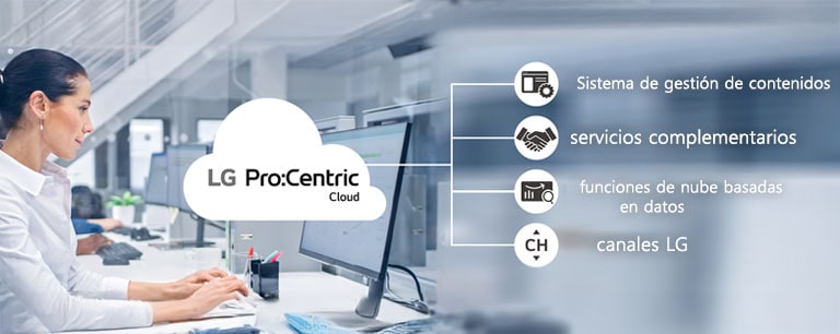 La mujer está trabajando a través de Pro:Centric Cloud.