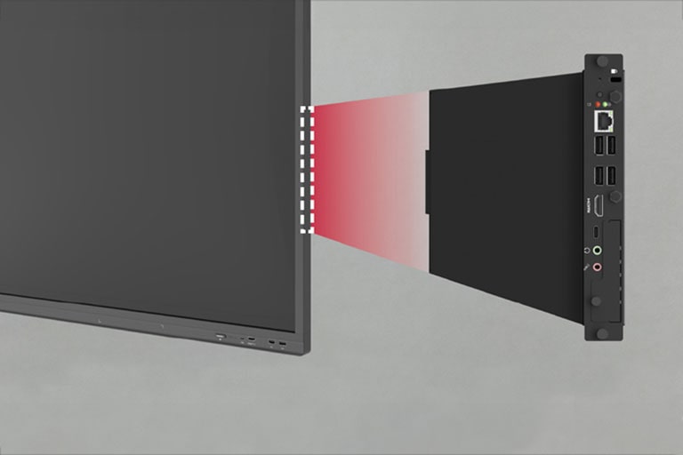 La ranura OPS integrada facilita la instalación de un OPS, lo que proporciona a los usuarios una mayor funcionalidad sin necesidad de ordenadores de sobremesa externos.