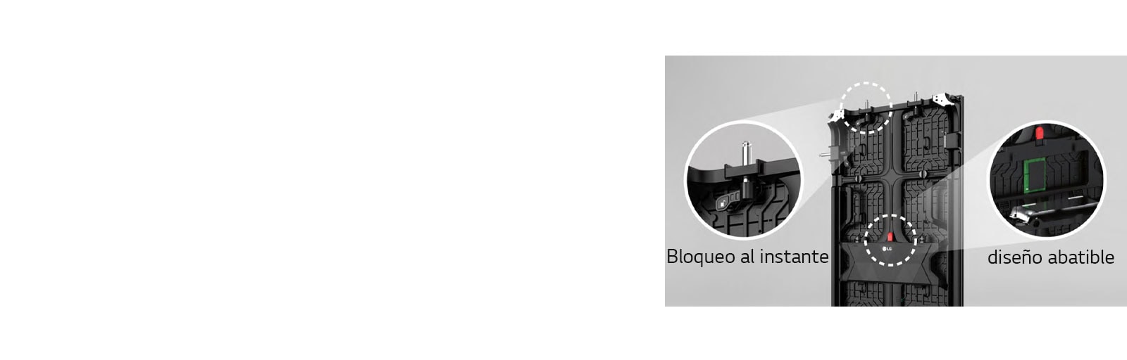 Una vista ampliada del "Quick Lock" y del "Flip Design" en la parte trasera del gabinete.