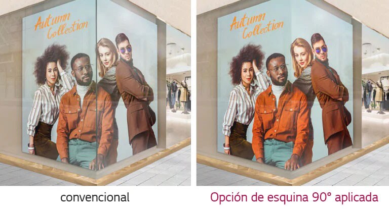 Diseño de esquina de 90° disponible