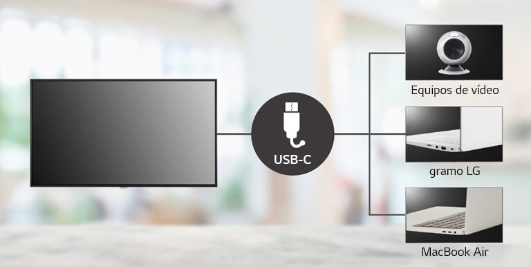 La serie UH7J-H admite el tipo USB-C y se puede conectar fácilmente a equipos de video y computadoras portátiles.