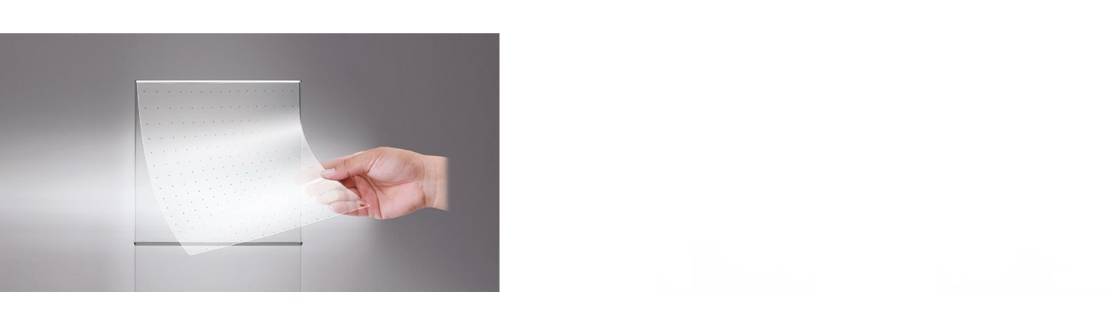 La película LED transparente de LG es autoadhesiva, por lo que se puede adherir fácilmente a la superficie de la ventana.