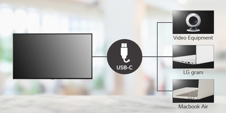 La serie UH7J-H admite el tipo USB-C y se puede conectar fácilmente a equipos de video y computadoras portátiles.