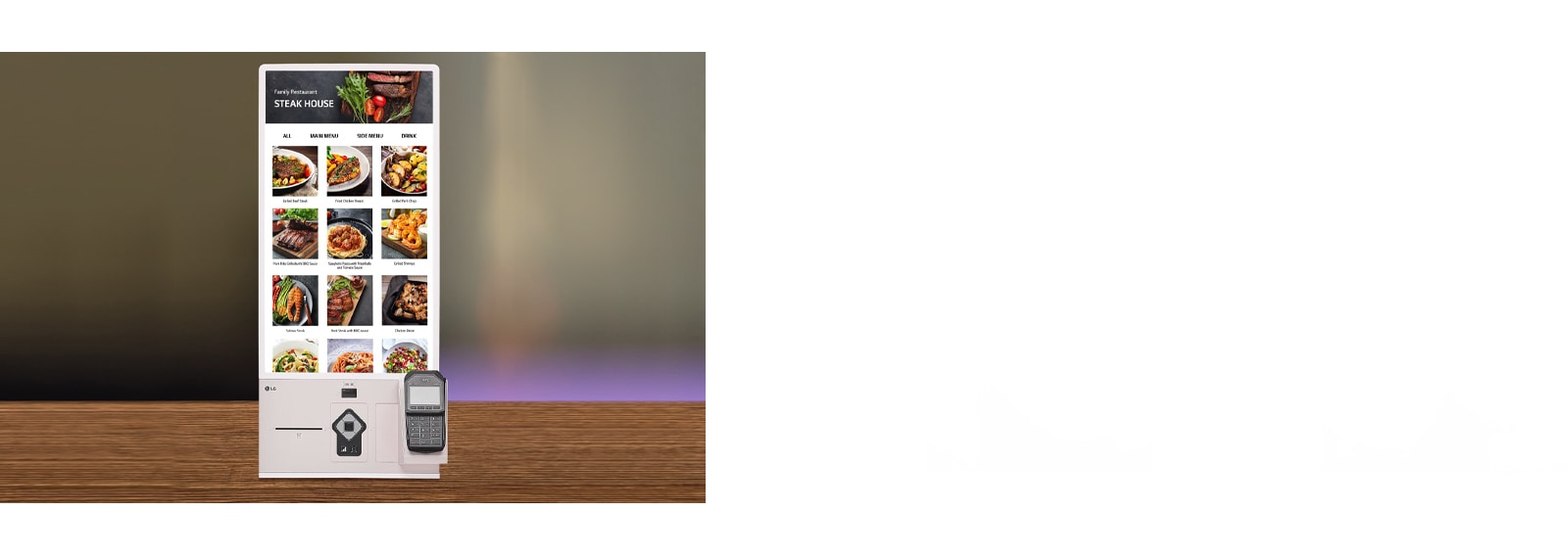 Varios menús de la tienda se guían a través de la pantalla en imágenes vívidas.