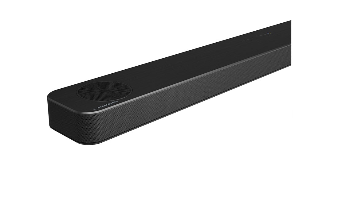 LG SN8YG Barra de sonido Hi-Res con Dolby Atmos con 3.1.2 canales de audio, 440W de potencia, Asistente de Google, Chromecast integrado, subwoofer inalámbrico, Wifi y Bluetooth con tecnología Meridian., primer plano del lado izquierdo, SN8YG, thumbnail 8