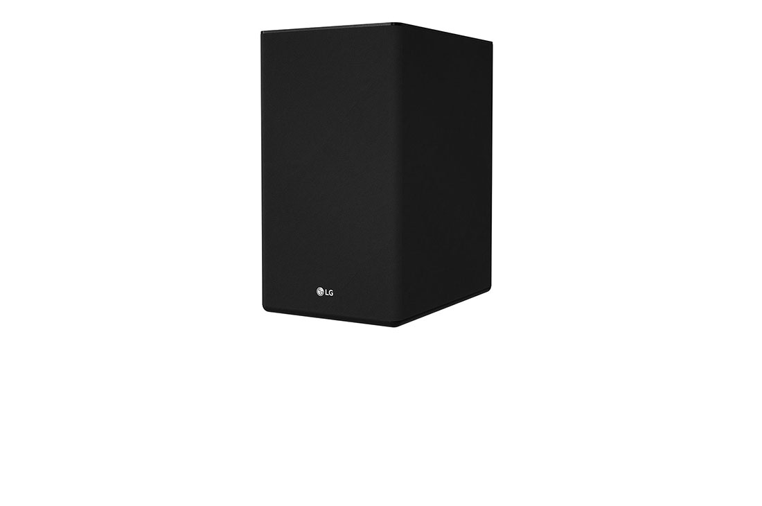 LG SN8YG Barra de sonido Hi-Res con Dolby Atmos con 3.1.2 canales de audio, 440W de potencia, Asistente de Google, Chromecast integrado, subwoofer inalámbrico, Wifi y Bluetooth con tecnología Meridian., vista derecha de 30 grados del altavoz de graves, SN8YG, thumbnail 11