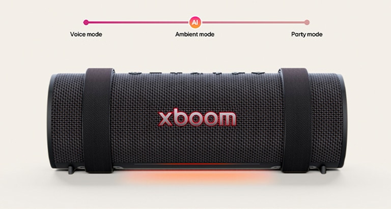 Vista frontal de xboom Grab con la luz encendida.