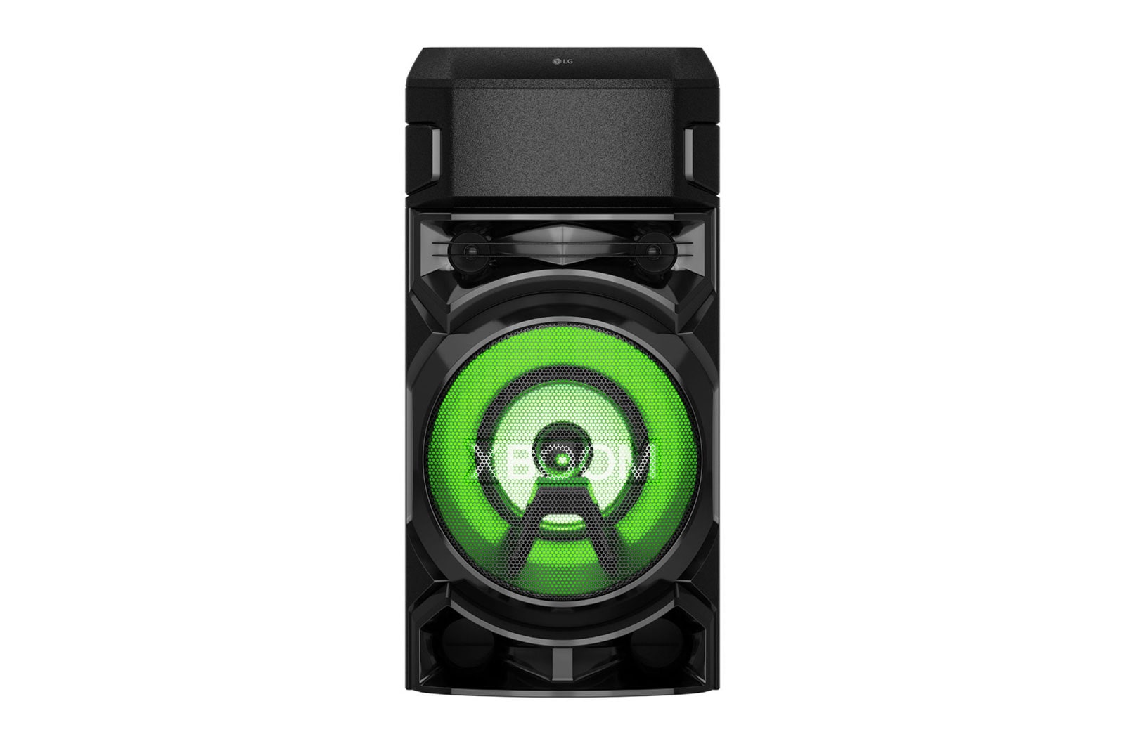 LG Torre de sonido LG XBOOM RN5|Karaoke Star| DJ App y DJ Pad |Super Bass Boost |Multi Bluetooth  , vista frontal con luz verde, RN5, thumbnail 9