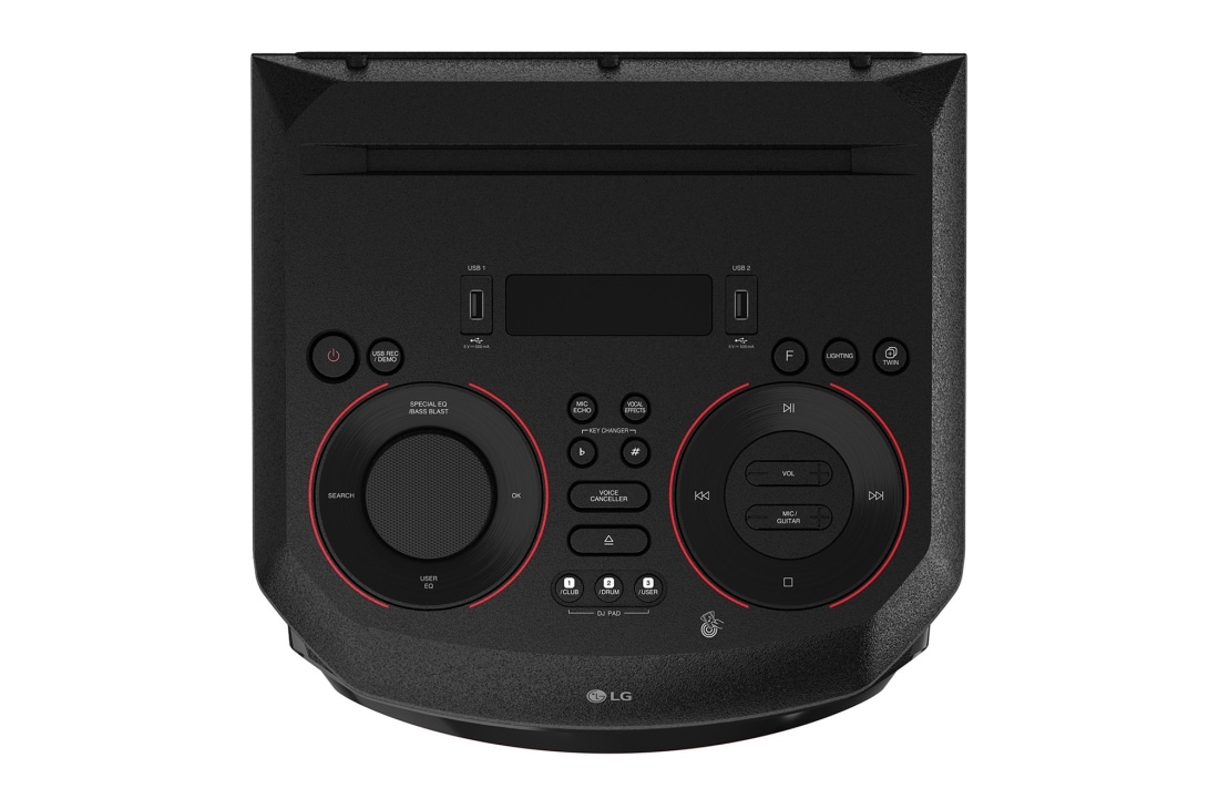 LG  Torre de sonido LG XBOOM RN9|Karaoke Star| DJ App y DJ Pad |Super Bass Boost |Multi Bluetooth  , vista de primer plano del controlador superior, RN9, thumbnail 13