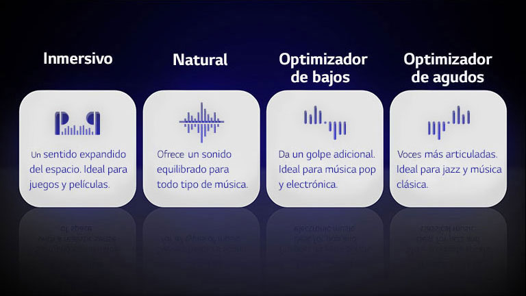 Cuatro iconos de cuatro tipos de modos de EQ de Meridian