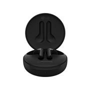 LG Audífonos Inalámbricos LG TONE Free HBS-FN6 color negro con Estuche de Carga UVNano y Sonido Meridian , Una vista superior de una base abierta a un ángulo de 45 grados y dos auriculares en su interior, HBS-FN6, thumbnail 4