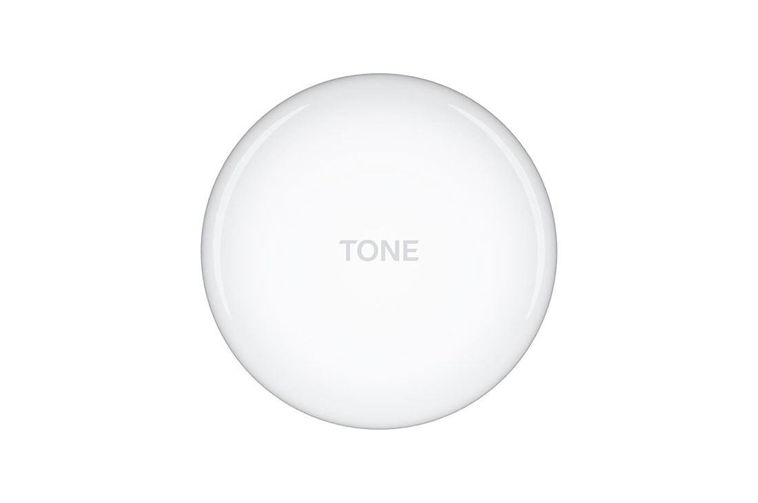 LG Audífonos Inalámbricos LG TONE Free HBS-FN6 color blanco con Estuche de Carga UVNano y Sonido Meridian, Una vista superior de una base cerrada, HBS-FN6, thumbnail 2