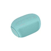 LG Bocina portátil XBOOM Go PL2 | Color celeste| Bluetooth | Certificación IPX5 | Tecnología de Sonido Meridian, Vista de 30 grados hacia la izquierda de arriba hacia abajo del LG XBOOM Go., PL2B, thumbnail 8