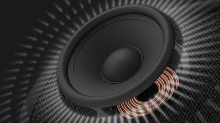 Vista de primer plano del altavoz de altas frecuencias de bocina de compresión.