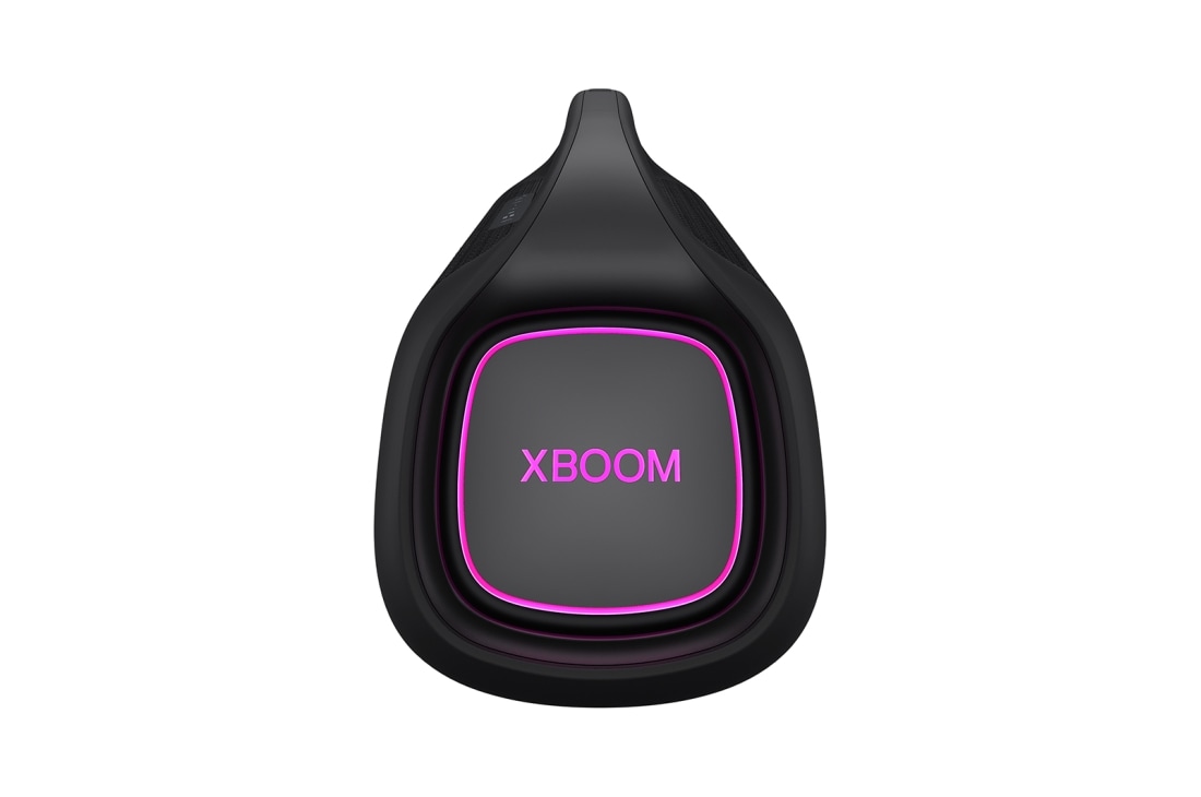 LG Bocina portatil XBOOM Go, IP67 Bluetooth 80W Light Studio Sound Boost, Vista frontal do alto-falante lateral com iluminação roxa, XG9QBK, thumbnail 9
