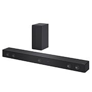 LG Barra de sonido máxima potencia 800 watts,  5.1 canales, DTS Virtual:X, Control por App, Subwoofer inalámbrico, HDMI Arc., vista en diagonal de la barra de sonido con el altavoz de subgraves, SH7Q, thumbnail 2