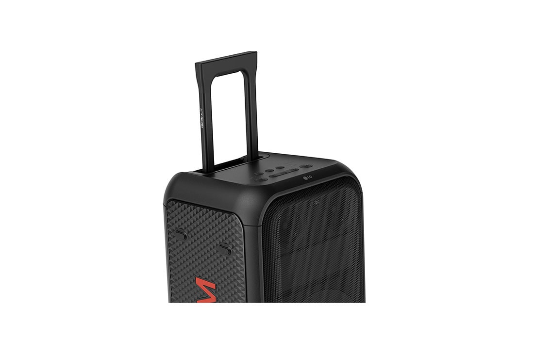 LG XBOOM XL5T bocina bluetooth con sonido de fiesta de 200 W, Close up of 45-degree angle. The telescopic handle is pulled out. , XL5T, thumbnail 11