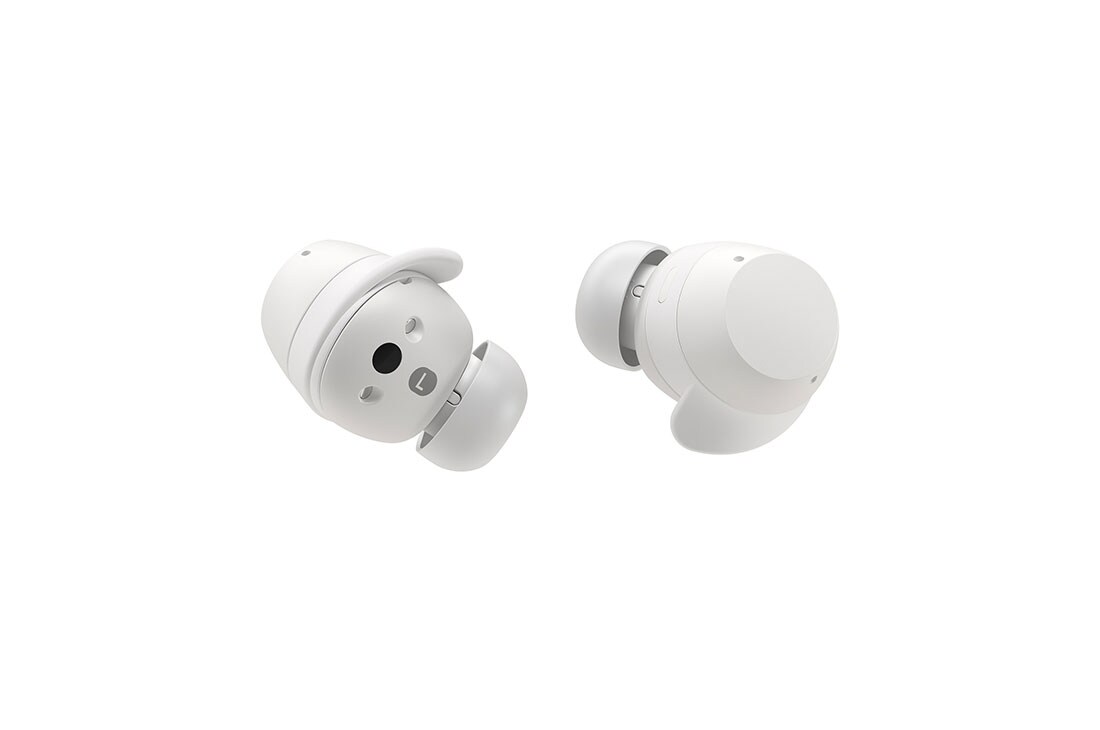 LG  LG xboom Buds by will.i.am | Audífonos Bluetooth | xboom Signature Sound con driver de grafeno | Color Blanco, back and front view, BUDS, thumbnail 6